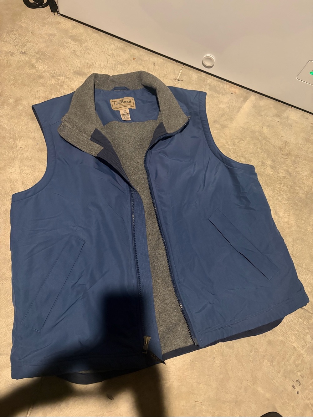 L.L. Bean Blue Reversible Vest with Gray Fleece Lining